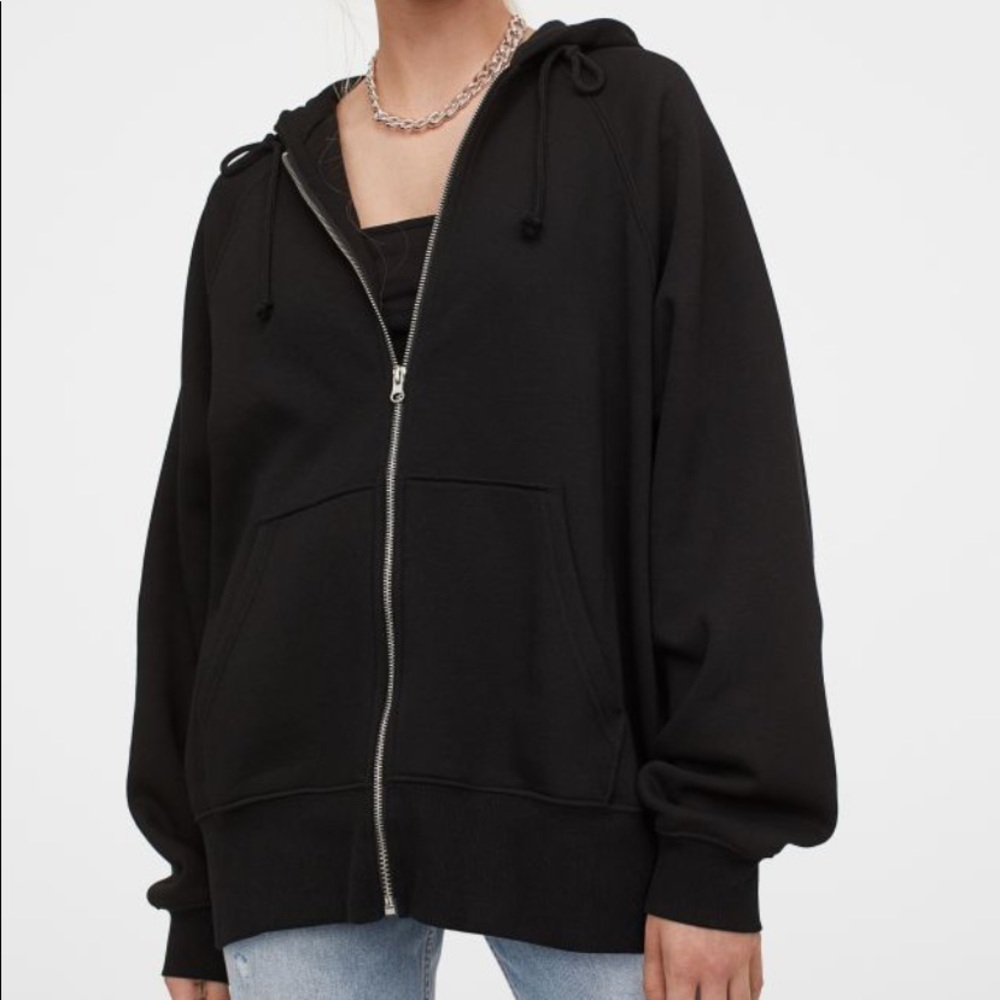 black zip up hoodie